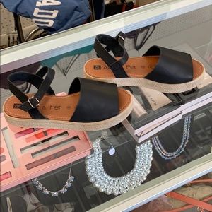 Black leather sandals